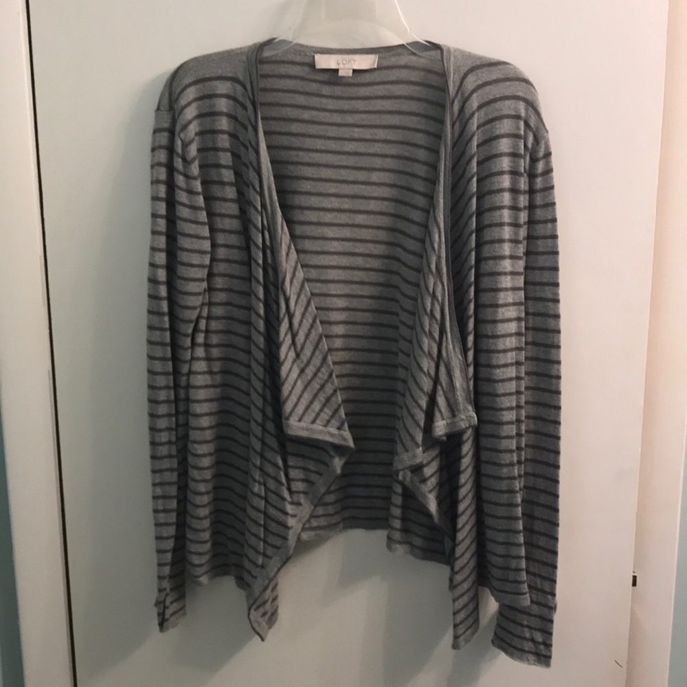 Loft Striped Open Cardigan